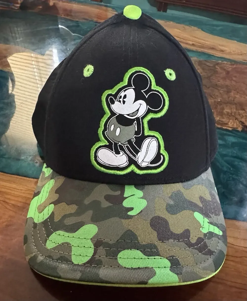Disney Kids Youth Mickey Mouse Baseball Cap Camo Black Green Adjustable One Size